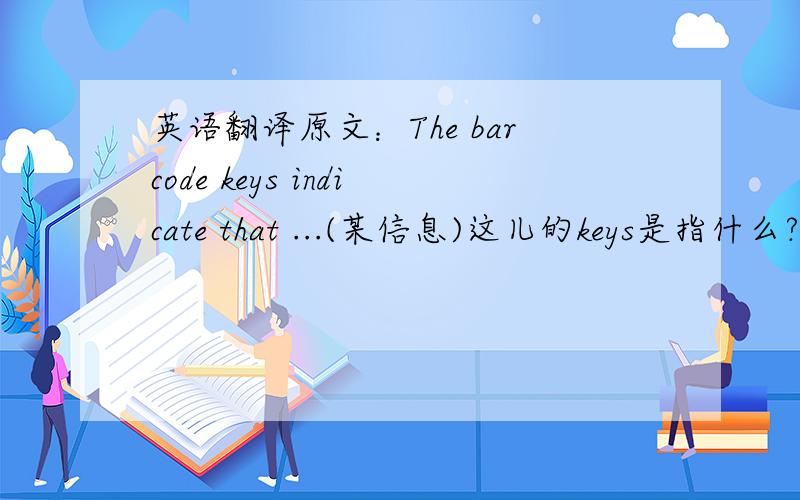英语翻译原文：The barcode keys indicate that ...(某信息)这儿的keys是指什么?翻译成中文用哪个词?