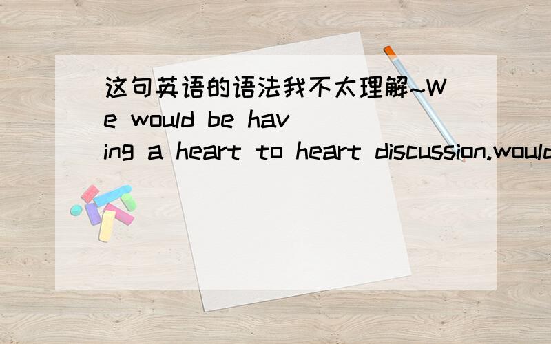 这句英语的语法我不太理解~We would be having a heart to heart discussion.would 的用法 为什么后面是be having 这句话的时态是?