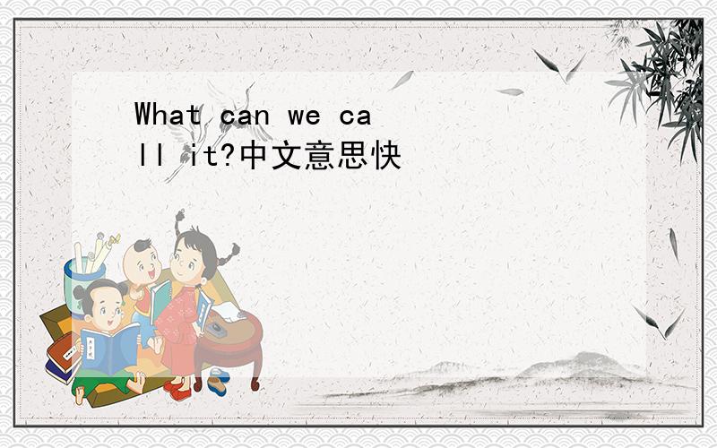 What can we call it?中文意思快
