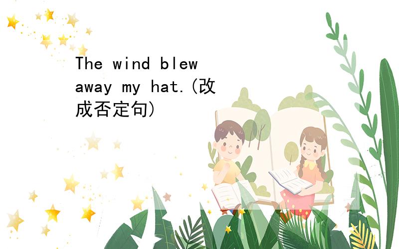 The wind blew away my hat.(改成否定句)